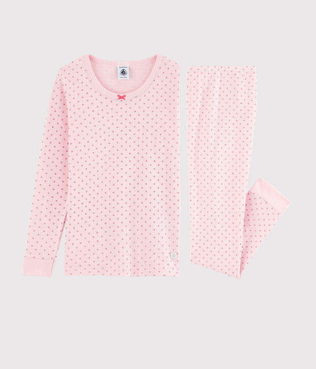 Pijama snugfit con estrellas de algod&oacute;n de ni&ntilde;a rosa/naranja/gris
