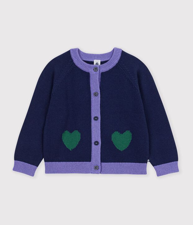 C&aacute;rdigan infantil liso de lana y algod&oacute;n SOIR