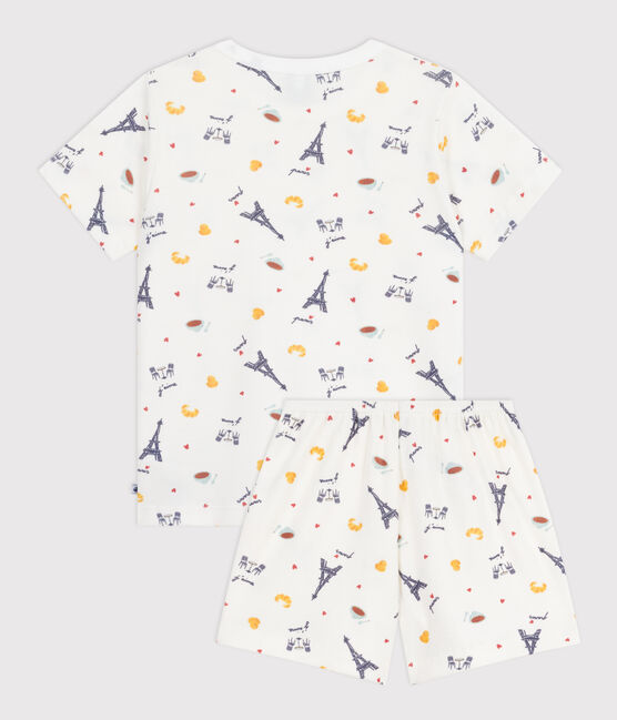 Pijama infantil corto de algodón con estampado de París blanco MARSHMALLOW/blanco MULTICO