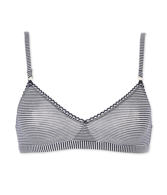Sujetador milrayas con efecto de segunda piel para mujer azul ABYSSE/blanco LAIT