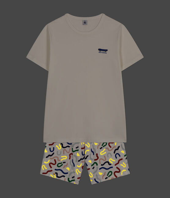 Pijama corto de algodón júnior blanco MARSHMALLOW/blanco MULTICO