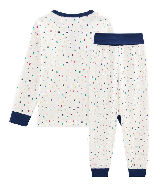 Pijama de felpa con talle alto para niño blanco MARSHMALLOW/blanco MULTICO