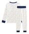 Pijama de felpa con talle alto para niño blanco MARSHMALLOW/blanco MULTICO