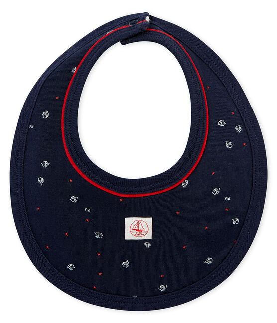 Babero para bebé niño con un estampado de veleros azul SMOKING/blanco MULTICO