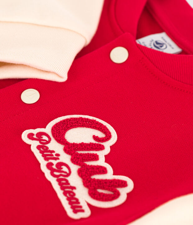 Chaqueta teddy de felpa para ni&ntilde;o rojo/crudo