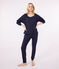 Pijama liso de algodón para mujer azul SMOKING