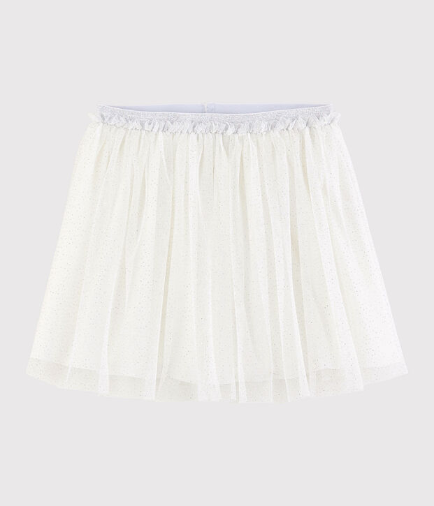 Falda de tul con lentejuelas de ni&ntilde;a blanco/gris
