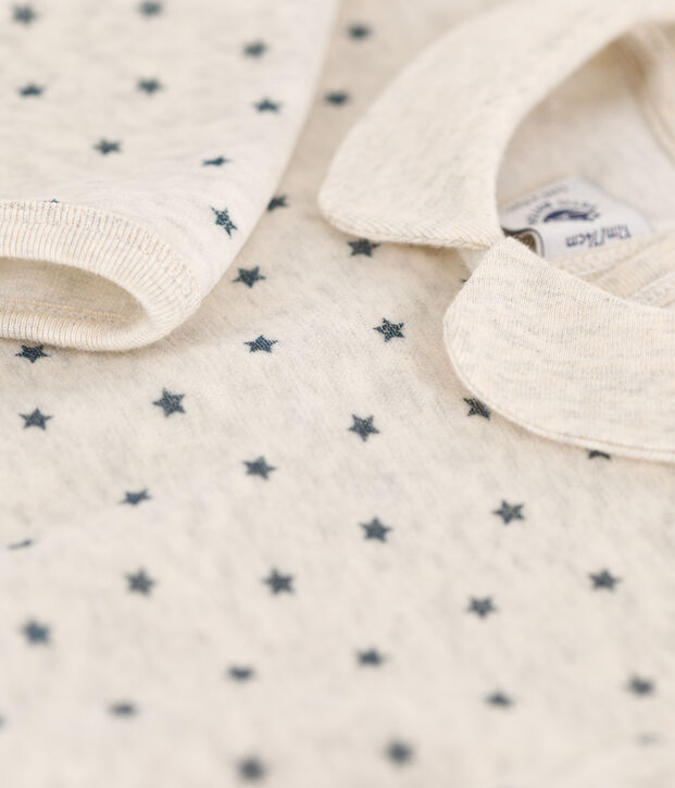 Pelele de terciopelo con estrellas para beb&eacute; beige/gris