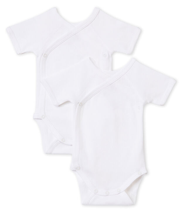 Lote de 2 bodies unisex lisos de manga corta para reci&eacute;n nacido multicolor