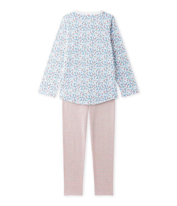 Pijama estampado para ni&ntilde;a blanco/multicolor