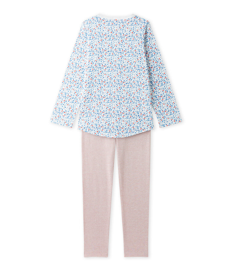 Pijama estampado para ni&ntilde;a blanco/multicolor