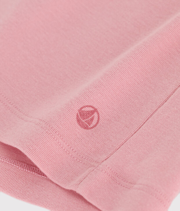 Camiseta infantil lisa de manga corta de algod&oacute;n rosa