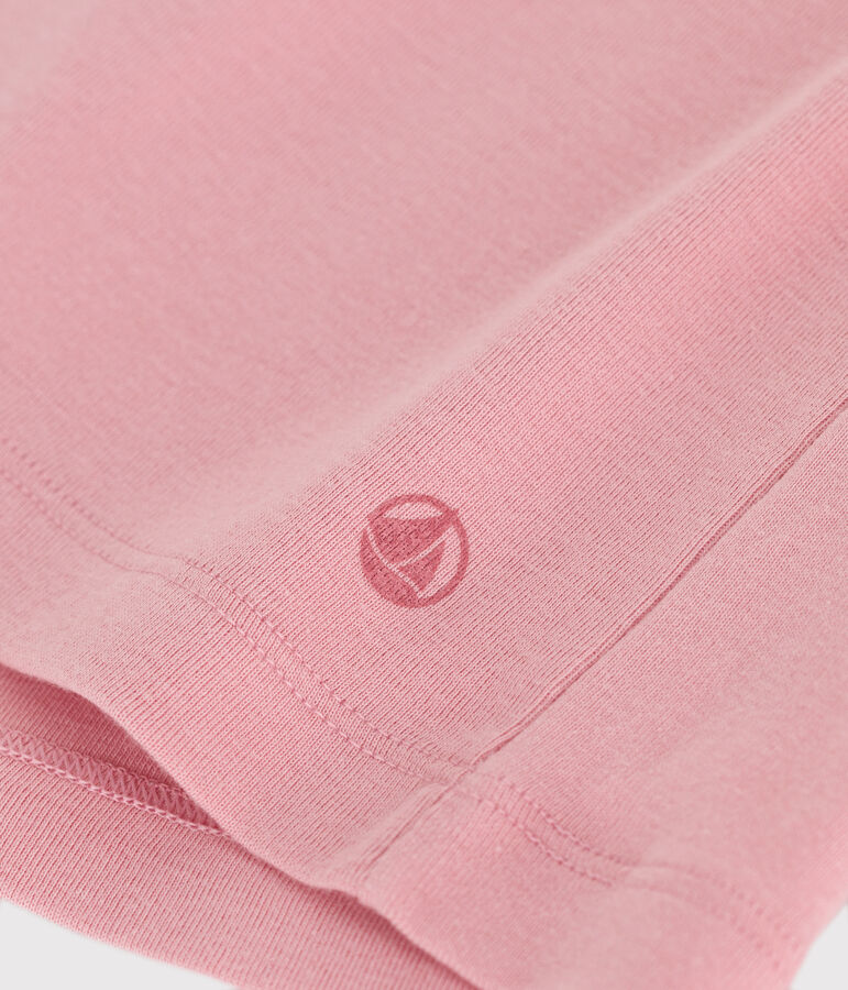 Camiseta infantil lisa de manga corta de algod&oacute;n rosa