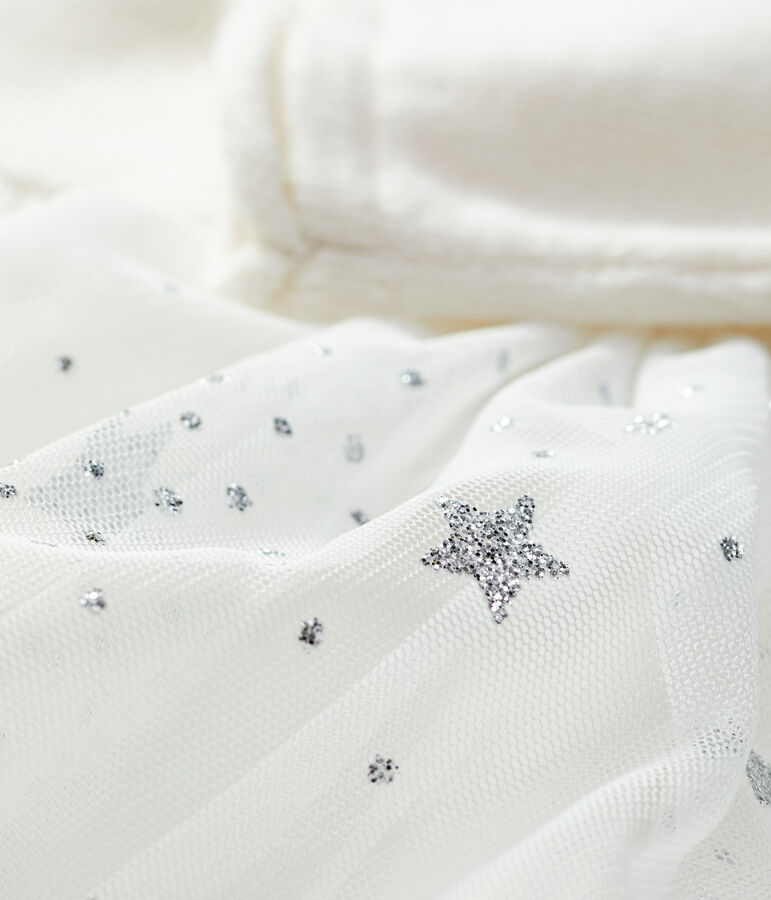 Vestido de tejido de punto de beb&eacute;. blanco/gris