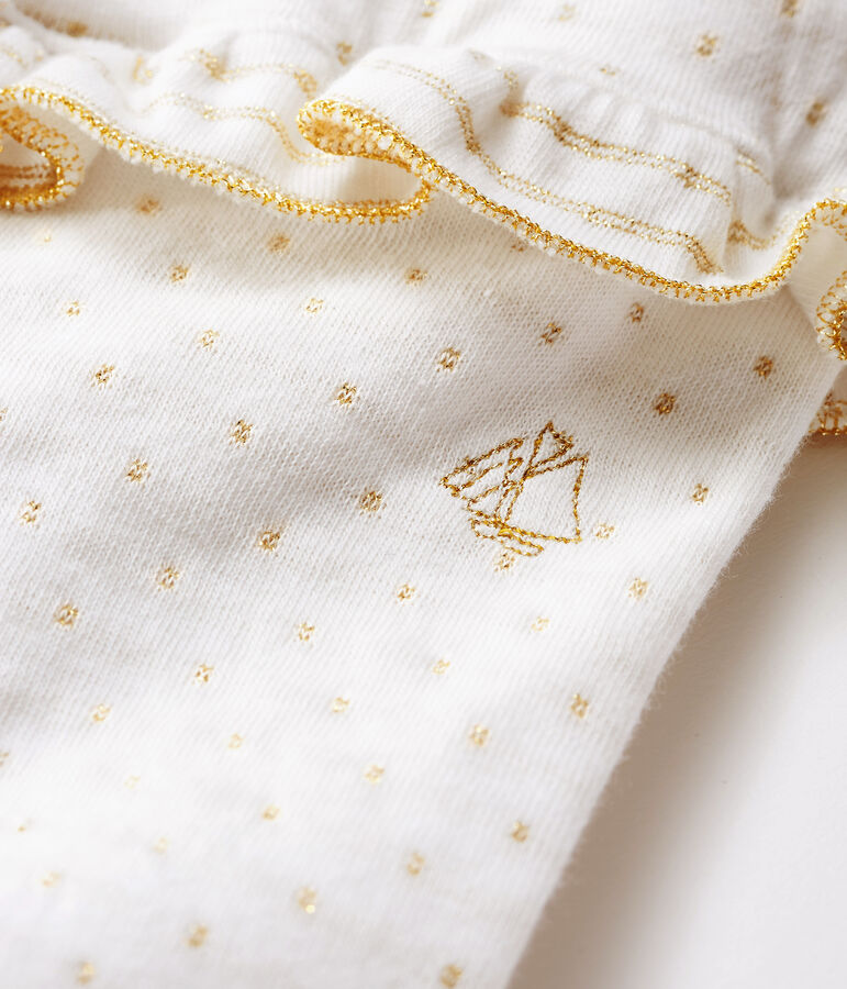 Leggings con volantes para beb&eacute; ni&ntilde;a blanco/amarillo