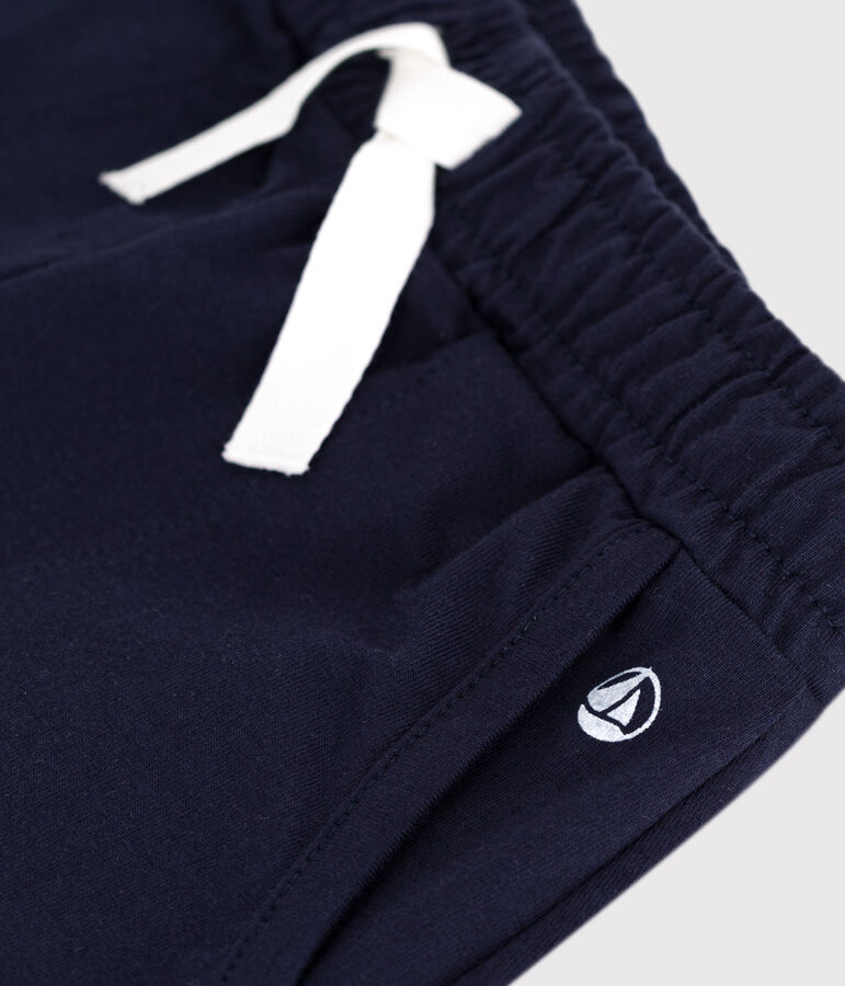 Shorts infantiles de algod&oacute;n liso azul SMOKING