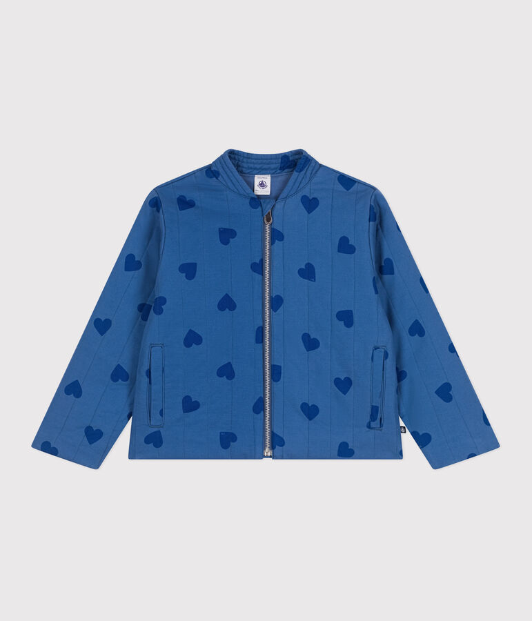 Chaqueta infantil de algod&oacute;n con corazones azul/azul