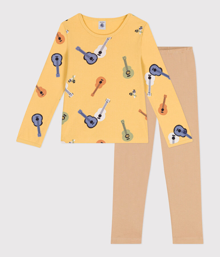 Pijama infantil de manga larga de algod&oacute;n beige/multicolor