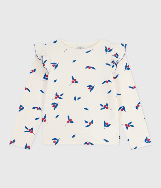 Camiseta infantil de algod&oacute;n de manga larga con estampado crudo/multicolor