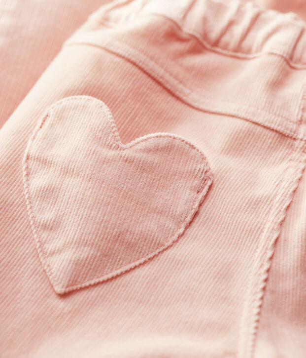 Pantal&oacute;n slim de terciopelo de ni&ntilde;a rosa