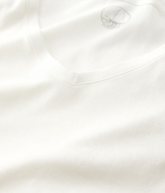 Camiseta de canalé ligero de mujer blanco MARSHMALLOW