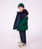 Plum&iacute;fero infantil liso colorblock verde/azul