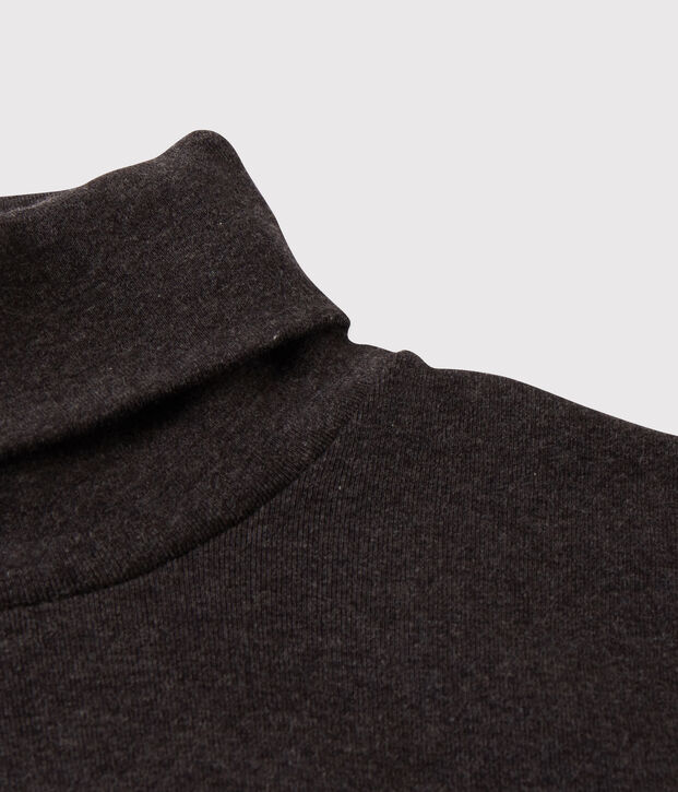 Camiseta de cuello alto emblem&aacute;tica de algod&oacute;n de mujer gris