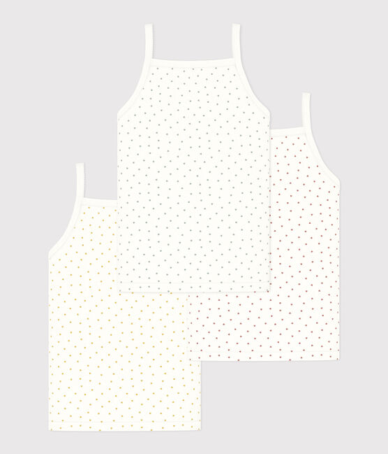 Juego de 3 camisetas de tirantes de algodón con corazoncitos para niña variante 1