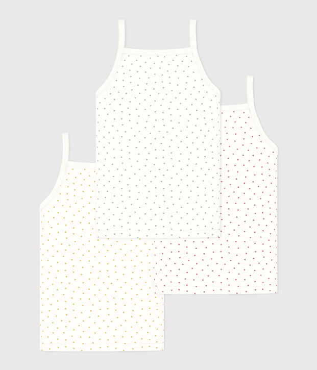 Juego de 3 camisetas de tirantes de algod&oacute;n con corazoncitos para ni&ntilde;a multicolor