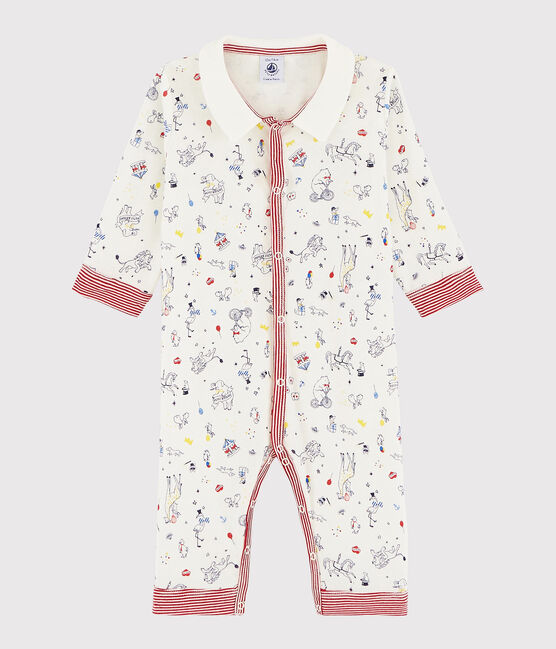 Pelele sin pies de punto acanalado para bebé de niño blanco MARSHMALLOW/blanco MULTICO