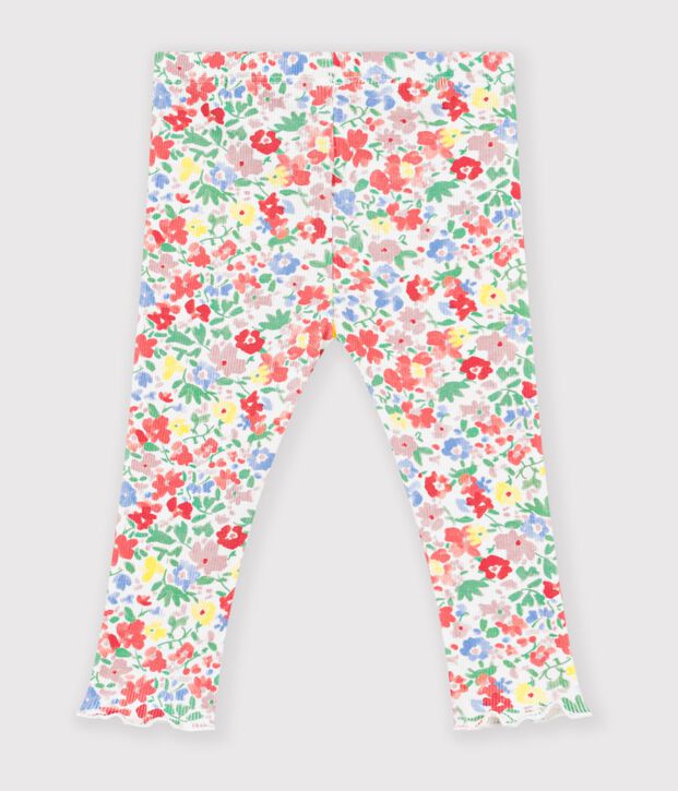 Leggings de algod&oacute;n con estampado de flores para beb&eacute; blanco/multicolor
