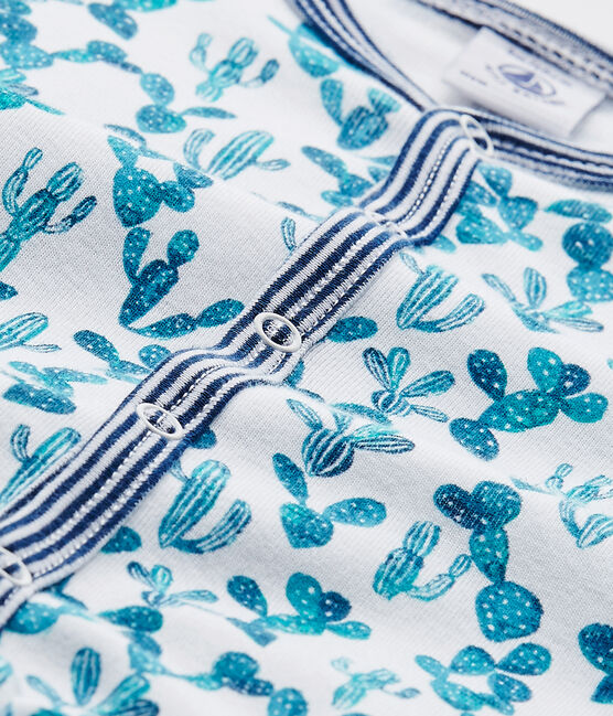Pijama sin pies estampado de cactus para bebé niño blanco ECUME/blanco MULTICO