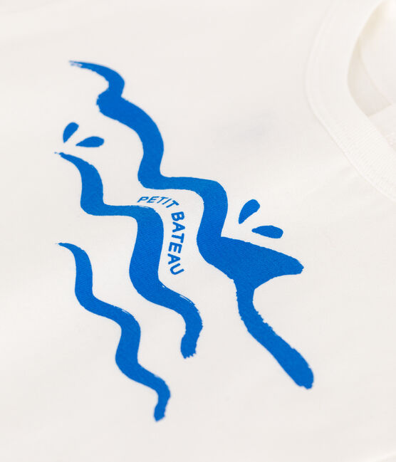 Camiseta lisa de manga corta de algodón para bebé azul MARSHMALLOW/ PORCELANA