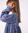 Vestido infantil estampado de pana de manga larga azul ADRIATIC/ MULTICO