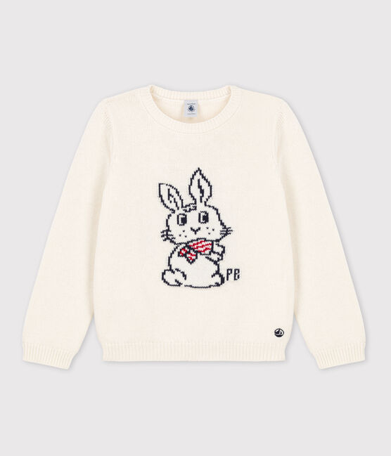 Jersey de lana y algodón de niño blanco MARSHMALLOW/blanco MULTICO