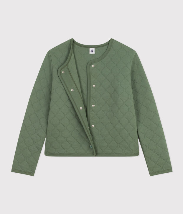 C&aacute;rdigan de t&uacute;bico acolchado para mujer verde