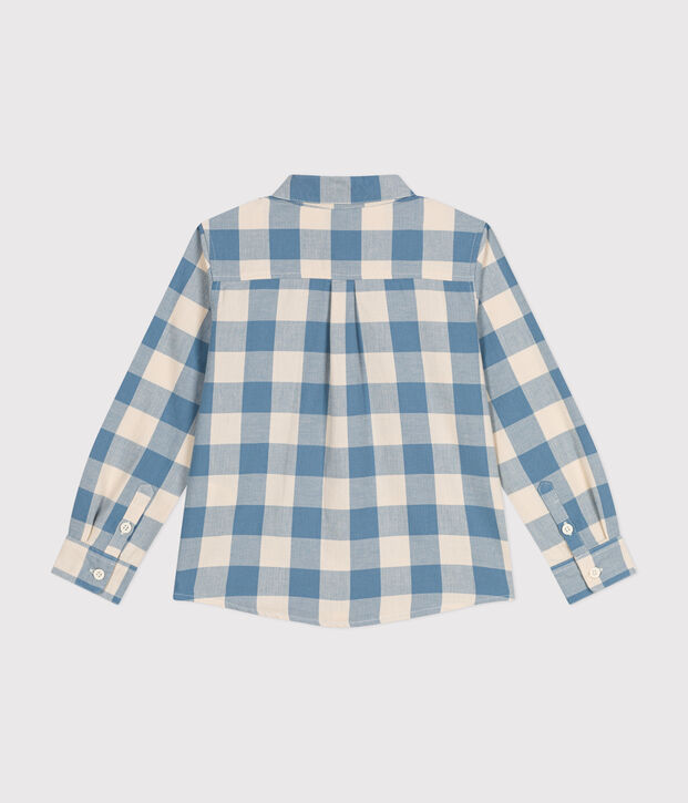 Camisa de franela para ni&ntilde;o azul/crudo