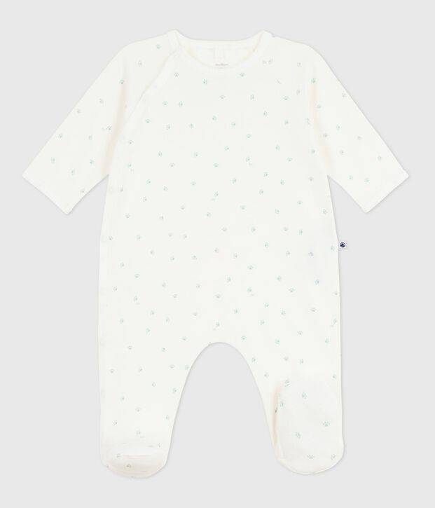 Pijama de algod&oacute;n estampado para beb&eacute; blanco/azul