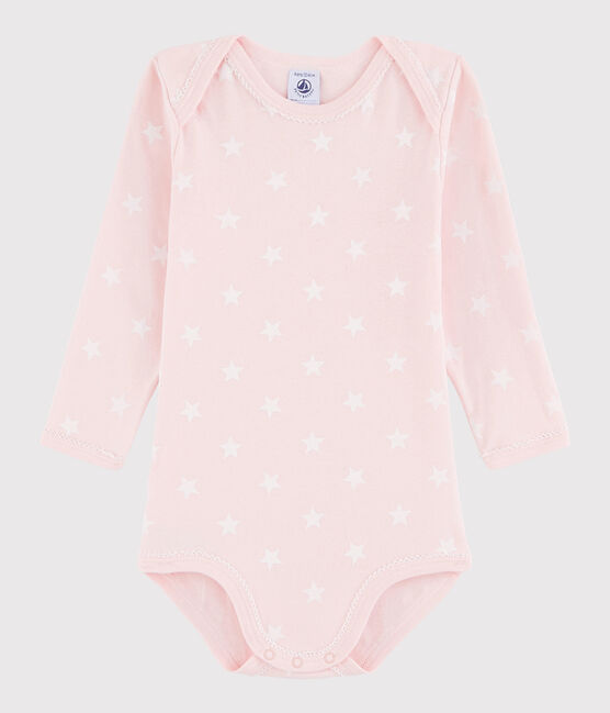 Bodi de manga larga de bebé niña rosa MINOIS/blanco MARSHMALLOW