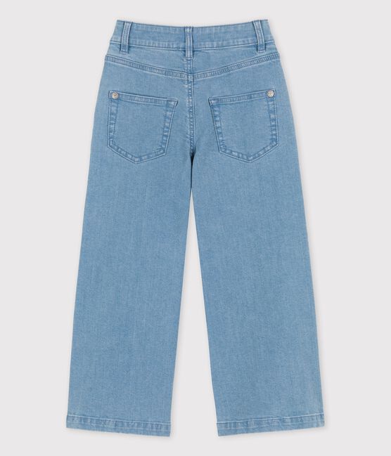 Pantalón de campana de tejido vaquero claro para niña azul DENIM BLEU