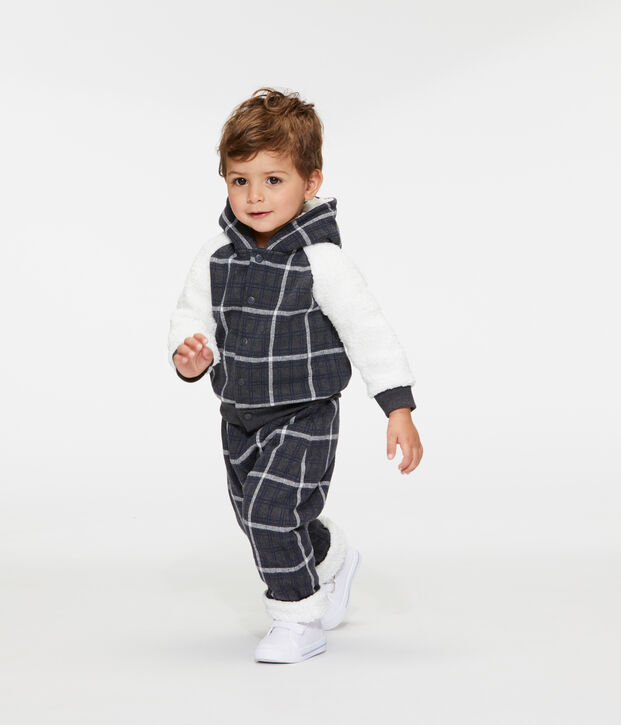 Pantal&oacute;n de cuadros con forro de sherpa para beb&eacute; ni&ntilde;o gris/multicolor