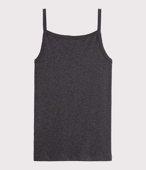 Camiseta de tirantes emblem&aacute;tica de algod&oacute;n de mujer gris