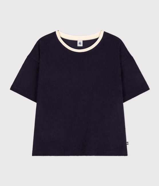 Camiseta la Boxy de algodón de esponja de mujer azul SMOKING