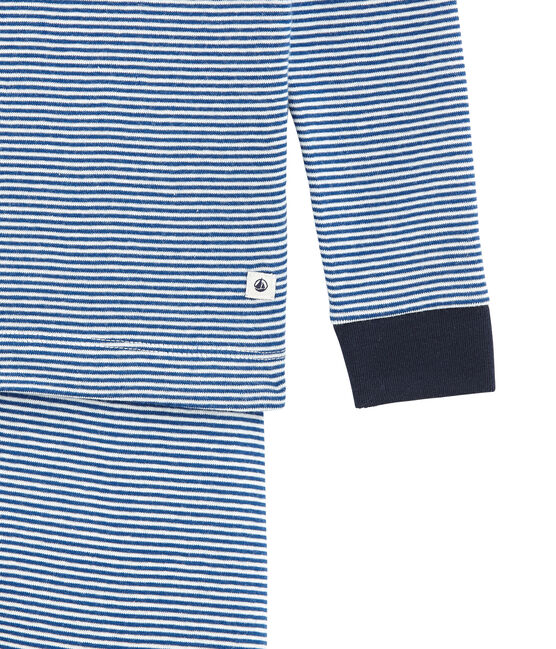 Pijama para niño de corte ajustado azul LIMOGES/blanco MARSHMALLOW