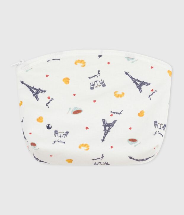 Bolsa de mano de algod&oacute;n con estampado de Par&iacute;s para beb&eacute; blanco/multicolor