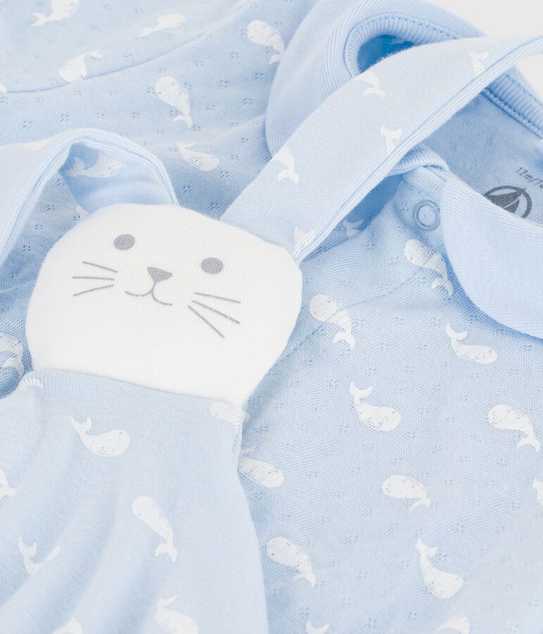 Conjunto de regalo para beb&eacute; con pelele y doudou con estampado de ballenas azul/blanco