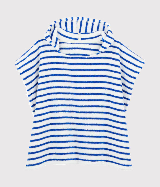 Poncho de playa con capucha de bebé azul SURF