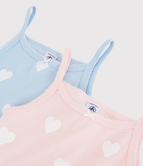Lote de 2 camisetas de tirantes de corazón de algodón ecológico de niña variante 1