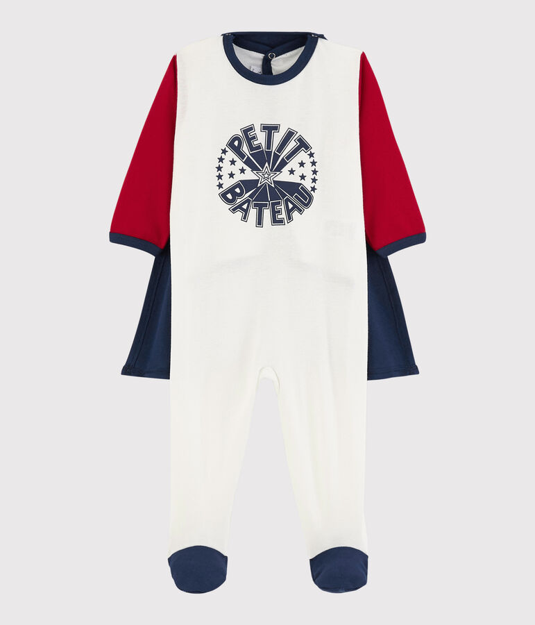 Pijama enterizo disfraz de s&uacute;per-beb&eacute; de algod&oacute;n rojo/blanco