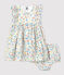 Vestido y braguita «bloomer» con estampado de flores de popelina de bebé blanco MARSHMALLOW/blanco MULTICO